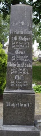Koenig Wilhelm 1874-1938 Kasper Friedericke 1879-1910 Grabstein